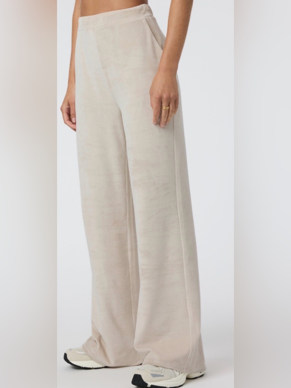 Vuori Haven Wide-Leg Lounge Rib Knit Pants Cream Size Large